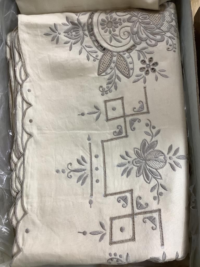 A quantity of Chinese embroidered linen